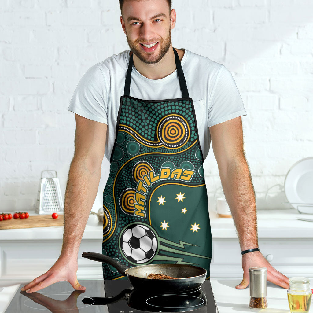 Matildas Game On Apron Indigenous Dot Art Soccer Ball With Southern Cross Stars