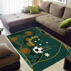 Matildas Game On Area Rug Indigenous Dot Art Soccer Ball With Southern Cross Stars