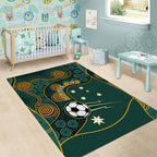 Matildas Game On Area Rug Indigenous Dot Art Soccer Ball With Southern Cross Stars