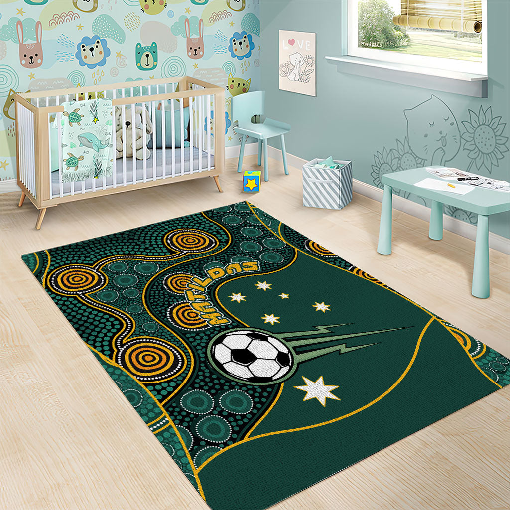 Matildas Game On Area Rug Indigenous Dot Art Soccer Ball With Southern Cross Stars