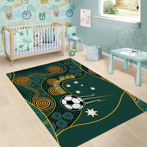 Matildas Game On Area Rug Indigenous Dot Art Soccer Ball With Southern Cross Stars