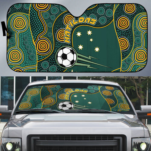 Matildas Game On Auto Sun Shade Indigenous Dot Art Soccer Ball With Southern Cross Stars