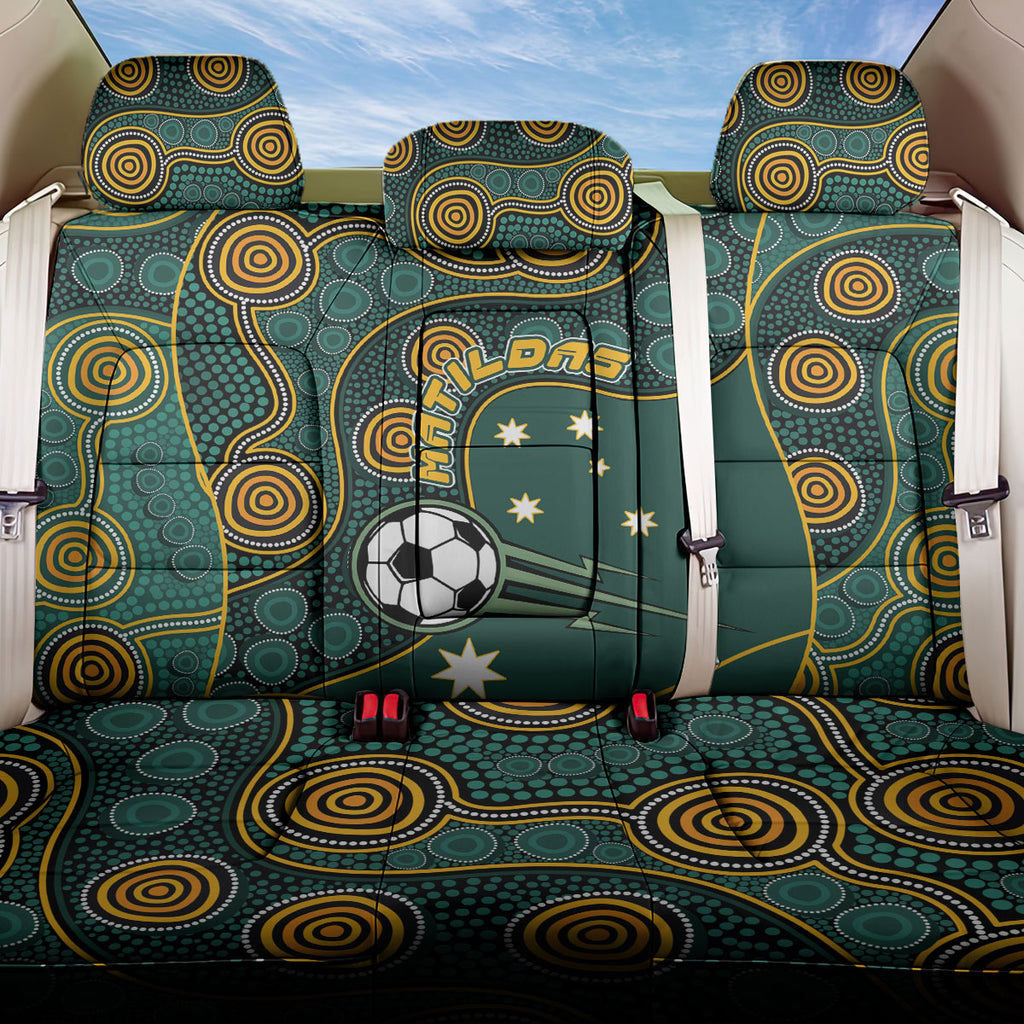 Matildas Game On Back Car Seat Cover Indigenous Dot Art Soccer Ball With Southern Cross Stars