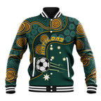 Matildas Game On Baseball Jacket Indigenous Dot Art Soccer Ball With Southern Cross Stars