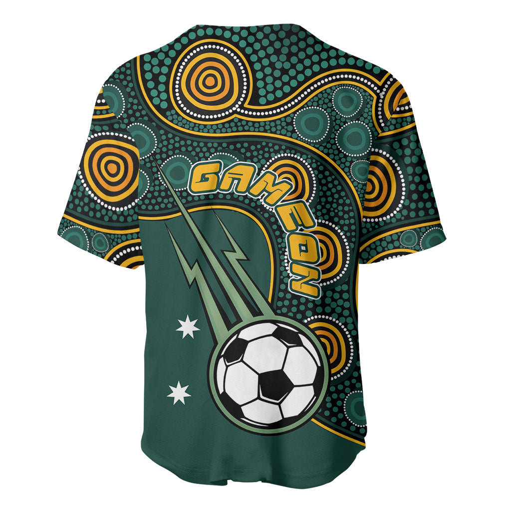 Matildas Game On Baseball Jersey Indigenous Dot Art Soccer Ball With Southern Cross Stars