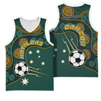 Matildas Game On Basketball Jersey Indigenous Dot Art Soccer Ball With Southern Cross Stars
