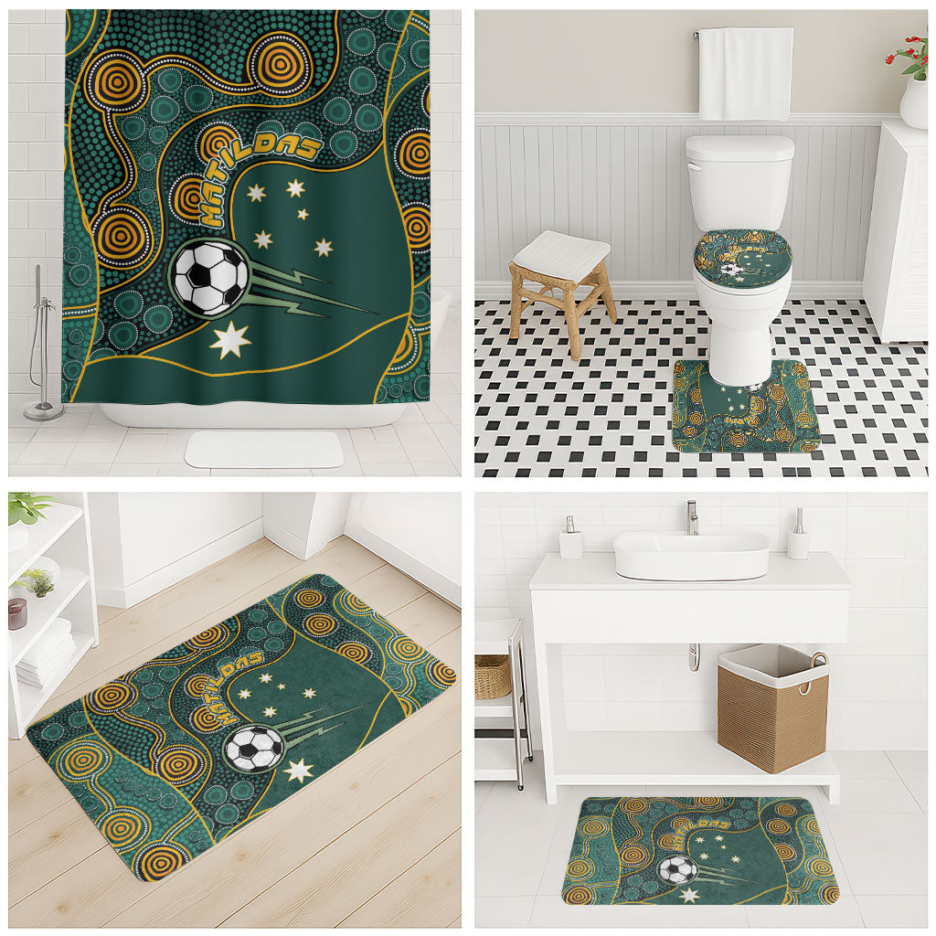Matildas Game On Bathroom Set Indigenous Dot Art Soccer Ball With Southern Cross Stars