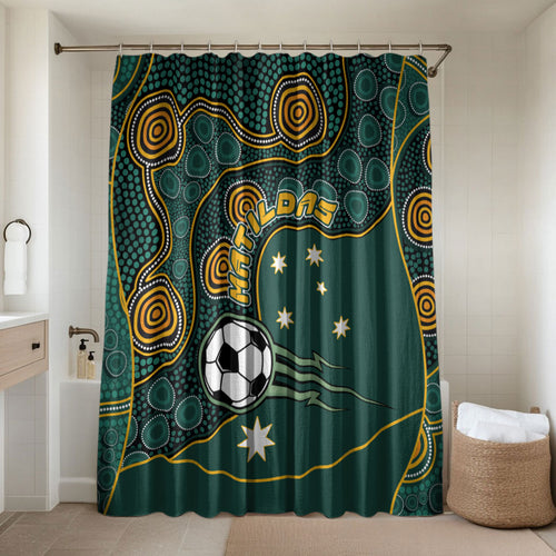 Matildas Game On Bathroom Set Indigenous Dot Art Soccer Ball With Southern Cross Stars