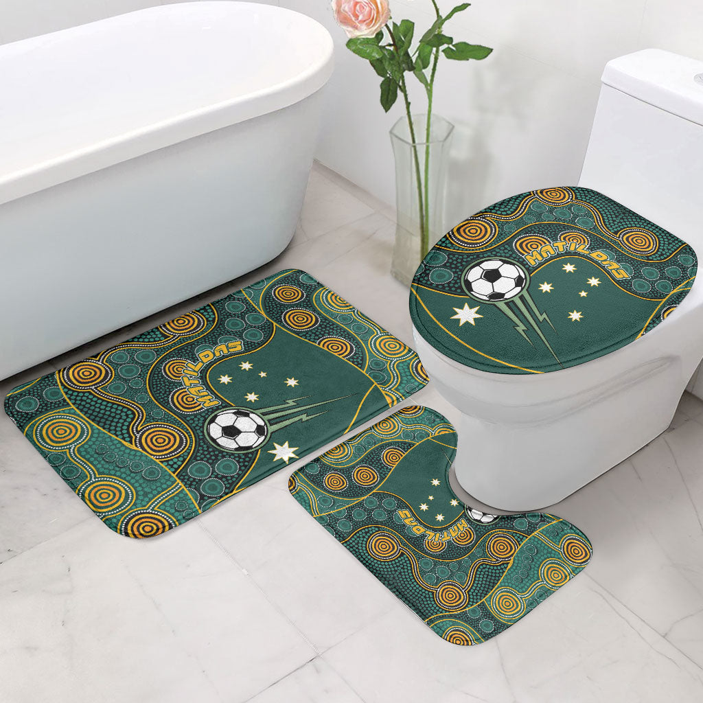 Matildas Game On Bathroom Set Indigenous Dot Art Soccer Ball With Southern Cross Stars