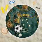 Matildas Game On Beach Blanket Indigenous Dot Art Soccer Ball With Southern Cross Stars
