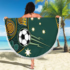 Matildas Game On Beach Blanket Indigenous Dot Art Soccer Ball With Southern Cross Stars