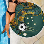 Matildas Game On Beach Blanket Indigenous Dot Art Soccer Ball With Southern Cross Stars