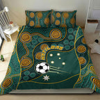 Matildas Game On Bedding Set Indigenous Dot Art Soccer Ball With Southern Cross Stars