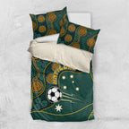 Matildas Game On Bedding Set Indigenous Dot Art Soccer Ball With Southern Cross Stars