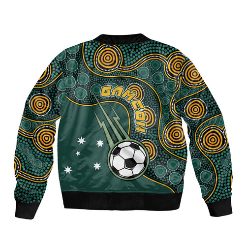 Matildas Game On Bomber Jacket Indigenous Dot Art Soccer Ball With Southern Cross Stars