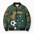 Matildas Game On Bomber Puffer Jacket Indigenous Dot Art Soccer Ball With Southern Cross Stars
