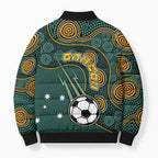 Matildas Game On Bomber Puffer Jacket Indigenous Dot Art Soccer Ball With Southern Cross Stars