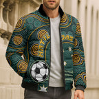 Matildas Game On Bomber Puffer Jacket Indigenous Dot Art Soccer Ball With Southern Cross Stars