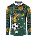 Matildas Game On Button Sweatshirt Indigenous Dot Art Soccer Ball With Southern Cross Stars