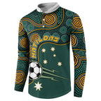 Matildas Game On Button Sweatshirt Indigenous Dot Art Soccer Ball With Southern Cross Stars