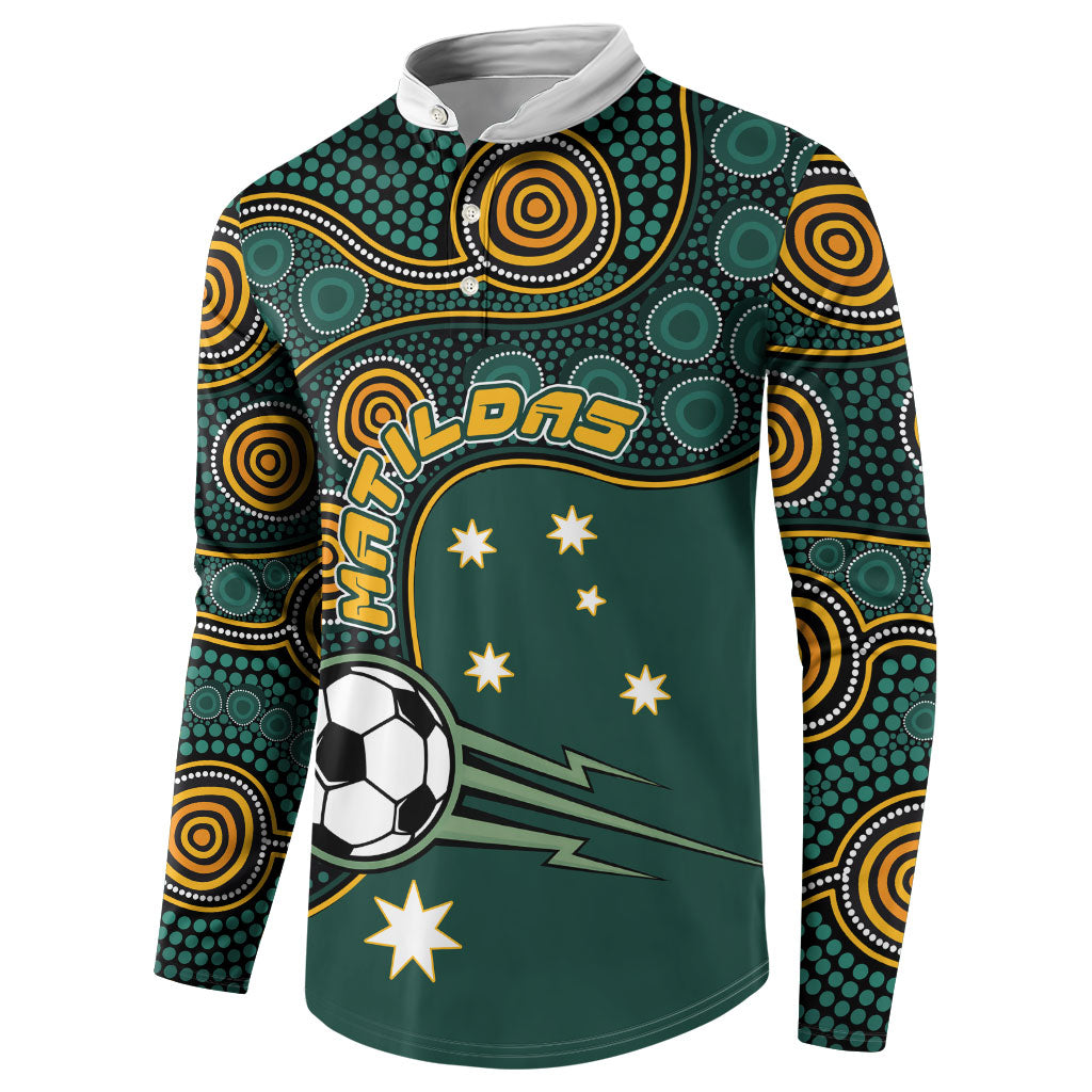 Matildas Game On Button Sweatshirt Indigenous Dot Art Soccer Ball With Southern Cross Stars