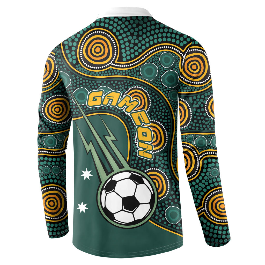 Matildas Game On Button Sweatshirt Indigenous Dot Art Soccer Ball With Southern Cross Stars