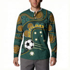 Matildas Game On Button Sweatshirt Indigenous Dot Art Soccer Ball With Southern Cross Stars