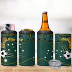 Matildas Game On 4 in 1 Can Cooler Tumbler Indigenous Dot Art Soccer Ball With Southern Cross Stars