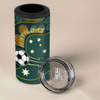 Matildas Game On 4 in 1 Can Cooler Tumbler Indigenous Dot Art Soccer Ball With Southern Cross Stars