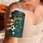 Matildas Game On 4 in 1 Can Cooler Tumbler Indigenous Dot Art Soccer Ball With Southern Cross Stars
