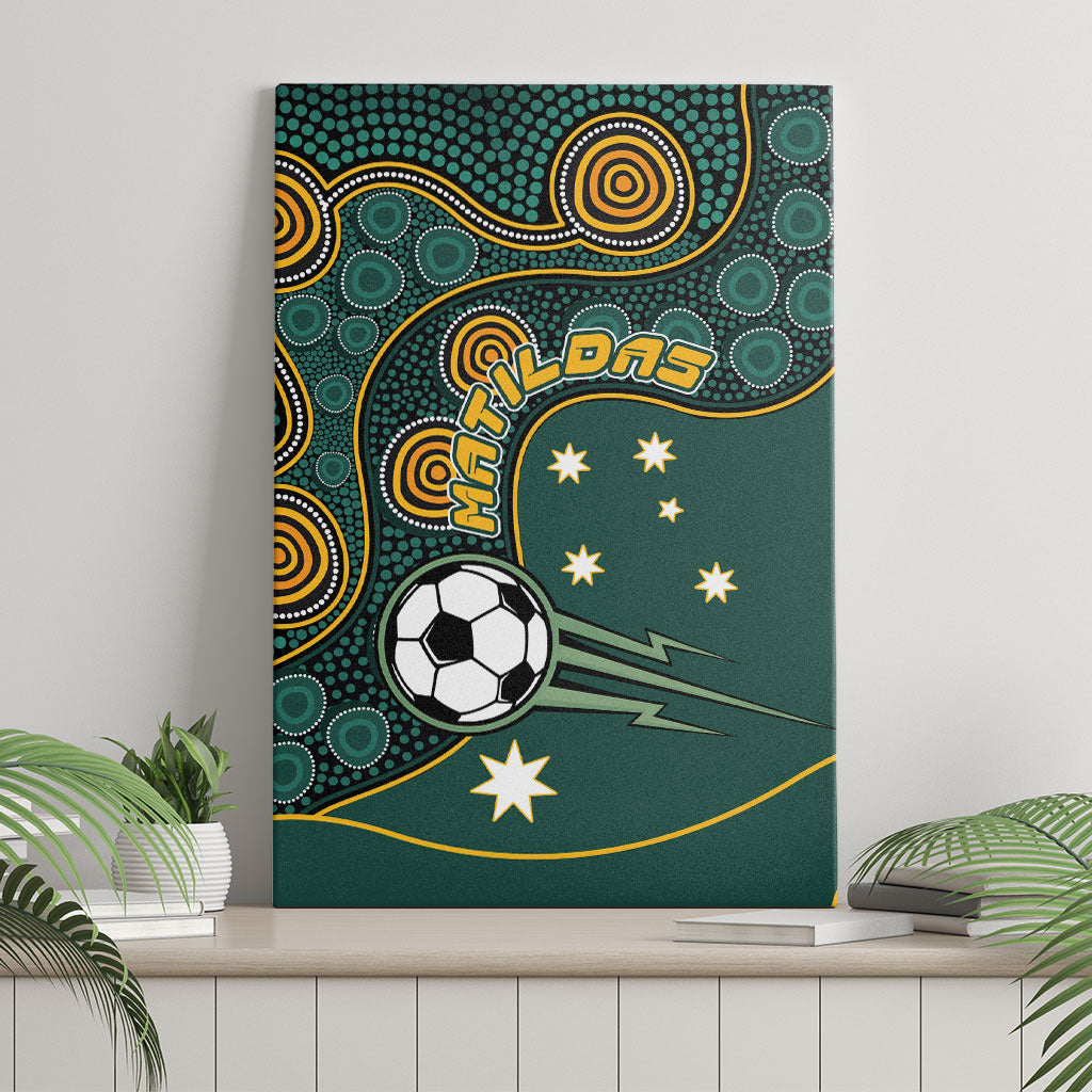 Matildas Game On Canvas Wall Art Indigenous Dot Art Soccer Ball With Southern Cross Stars