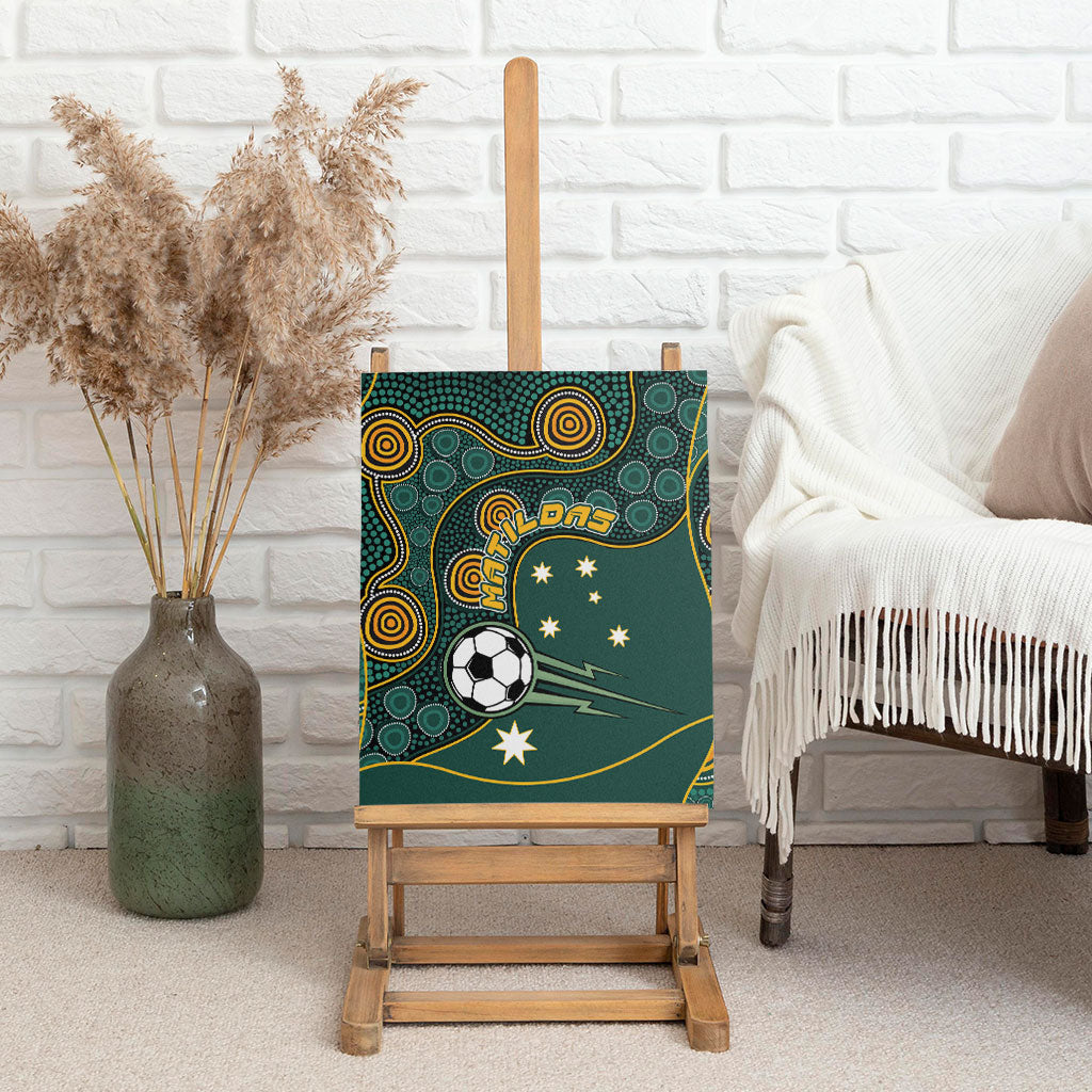 Matildas Game On Canvas Wall Art Indigenous Dot Art Soccer Ball With Southern Cross Stars