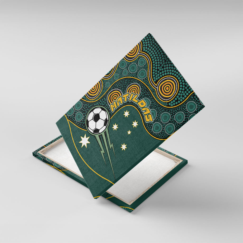 Matildas Game On Canvas Wall Art Indigenous Dot Art Soccer Ball With Southern Cross Stars