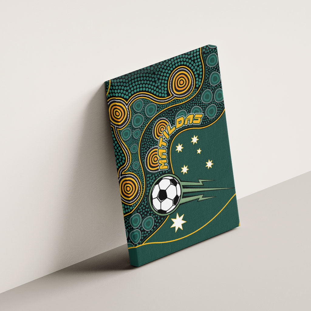 Matildas Game On Canvas Wall Art Indigenous Dot Art Soccer Ball With Southern Cross Stars