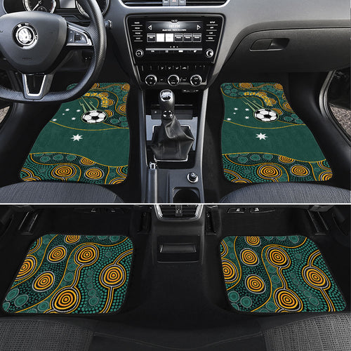Matildas Game On Car Mats Indigenous Dot Art Soccer Ball With Southern Cross Stars