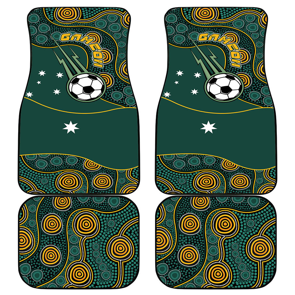 Matildas Game On Car Mats Indigenous Dot Art Soccer Ball With Southern Cross Stars