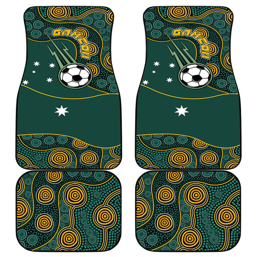 Matildas Game On Car Mats Indigenous Dot Art Soccer Ball With Southern Cross Stars