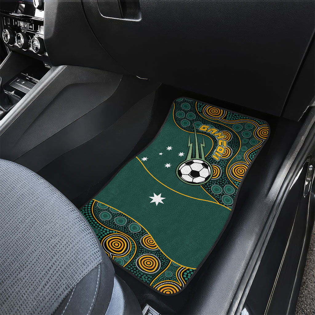 Matildas Game On Car Mats Indigenous Dot Art Soccer Ball With Southern Cross Stars