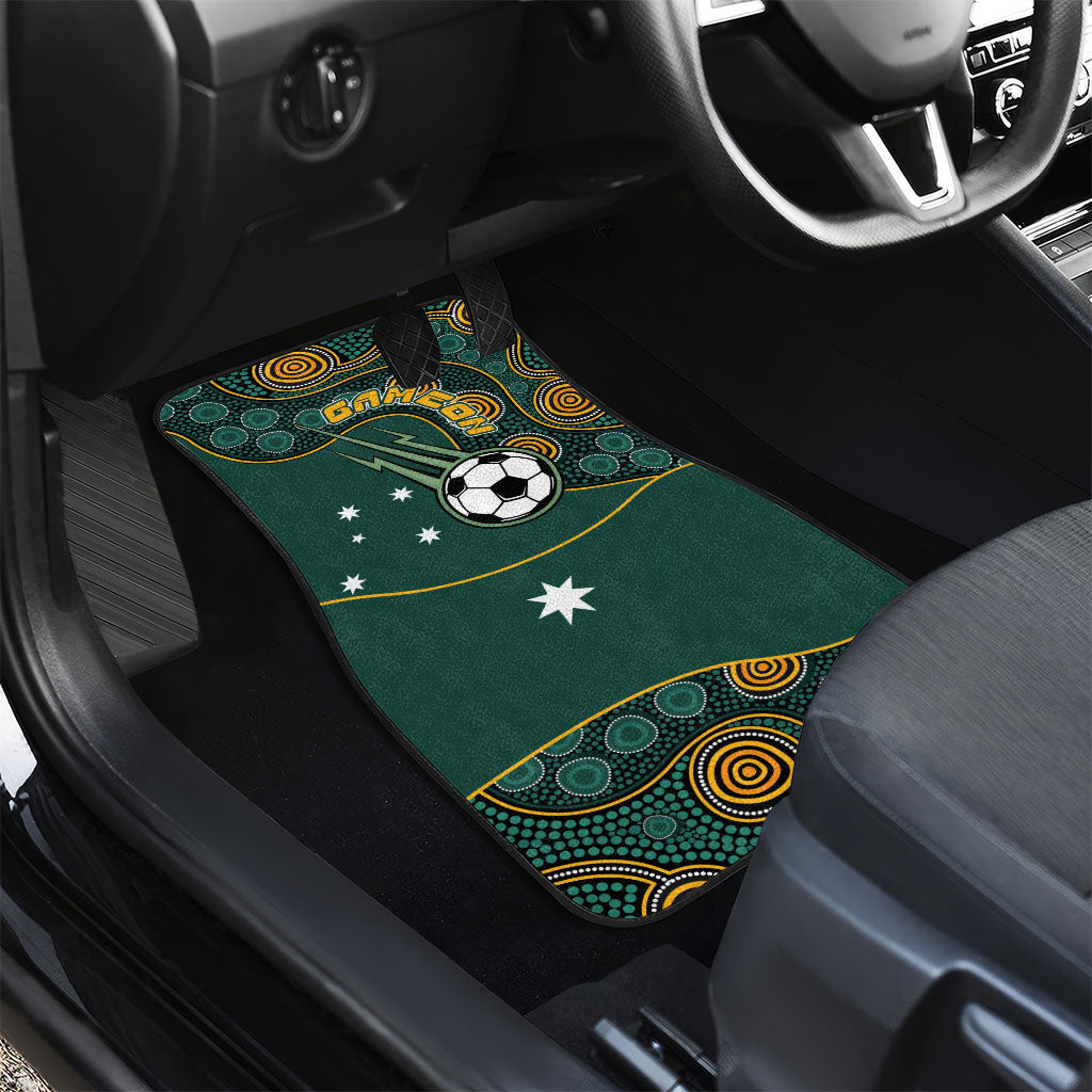 Matildas Game On Car Mats Indigenous Dot Art Soccer Ball With Southern Cross Stars