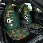 Matildas Game On Car Seat Cover Indigenous Dot Art Soccer Ball With Southern Cross Stars