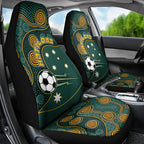 Matildas Game On Car Seat Cover Indigenous Dot Art Soccer Ball With Southern Cross Stars