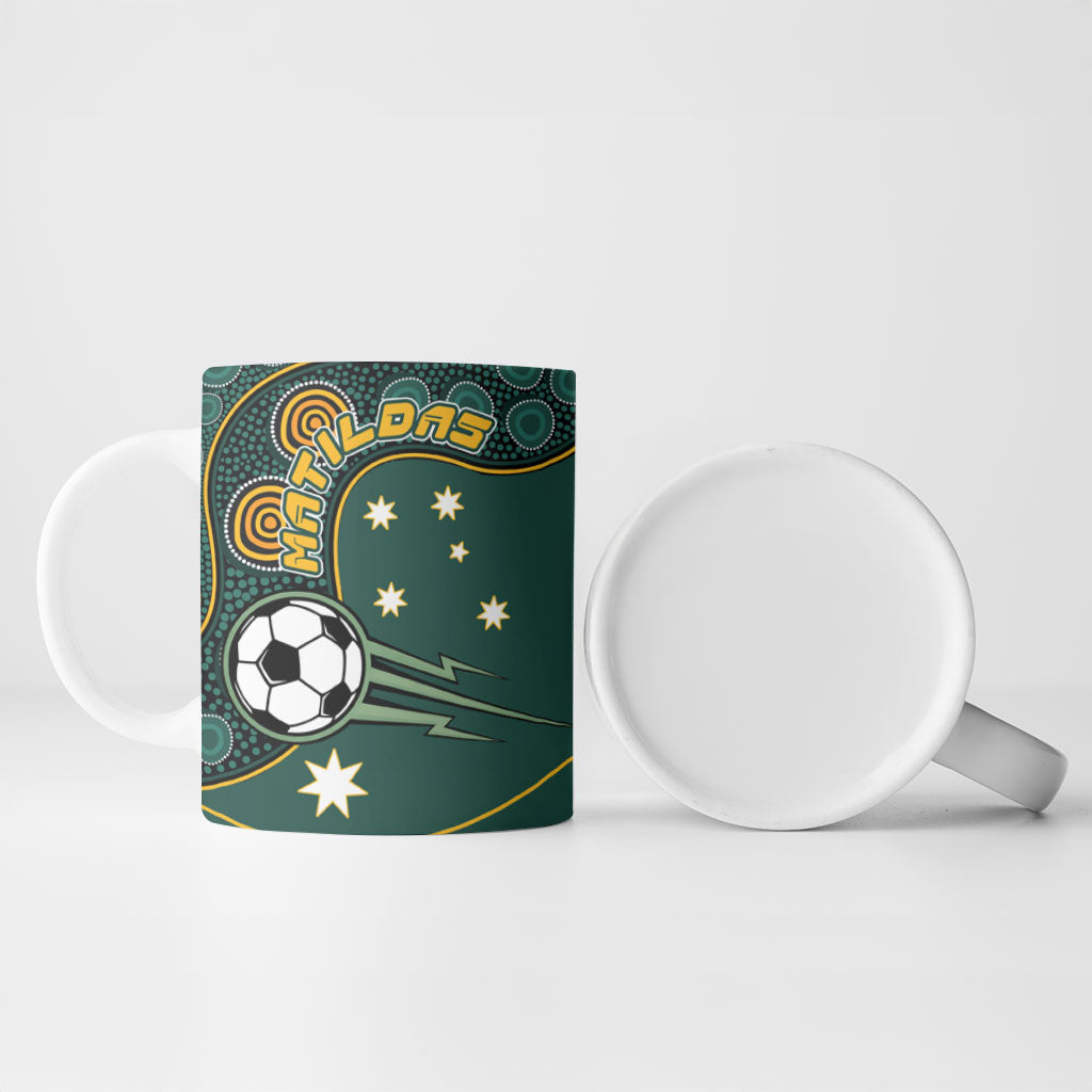 Matildas Game On Ceramic Mug Indigenous Dot Art Soccer Ball With Southern Cross Stars