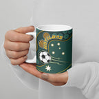 Matildas Game On Ceramic Mug Indigenous Dot Art Soccer Ball With Southern Cross Stars