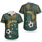 Matildas Game On Couples Matching Mermaid Dress and Hawaiian Shirt Indigenous Dot Art Soccer Ball With Southern Cross Stars