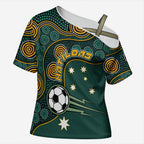 Matildas Game On Cross Shoulder Shirt Indigenous Dot Art Soccer Ball With Southern Cross Stars