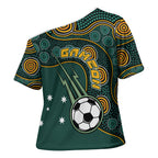 Matildas Game On Cross Shoulder Shirt Indigenous Dot Art Soccer Ball With Southern Cross Stars