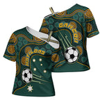 Matildas Game On Cross Shoulder Shirt Indigenous Dot Art Soccer Ball With Southern Cross Stars