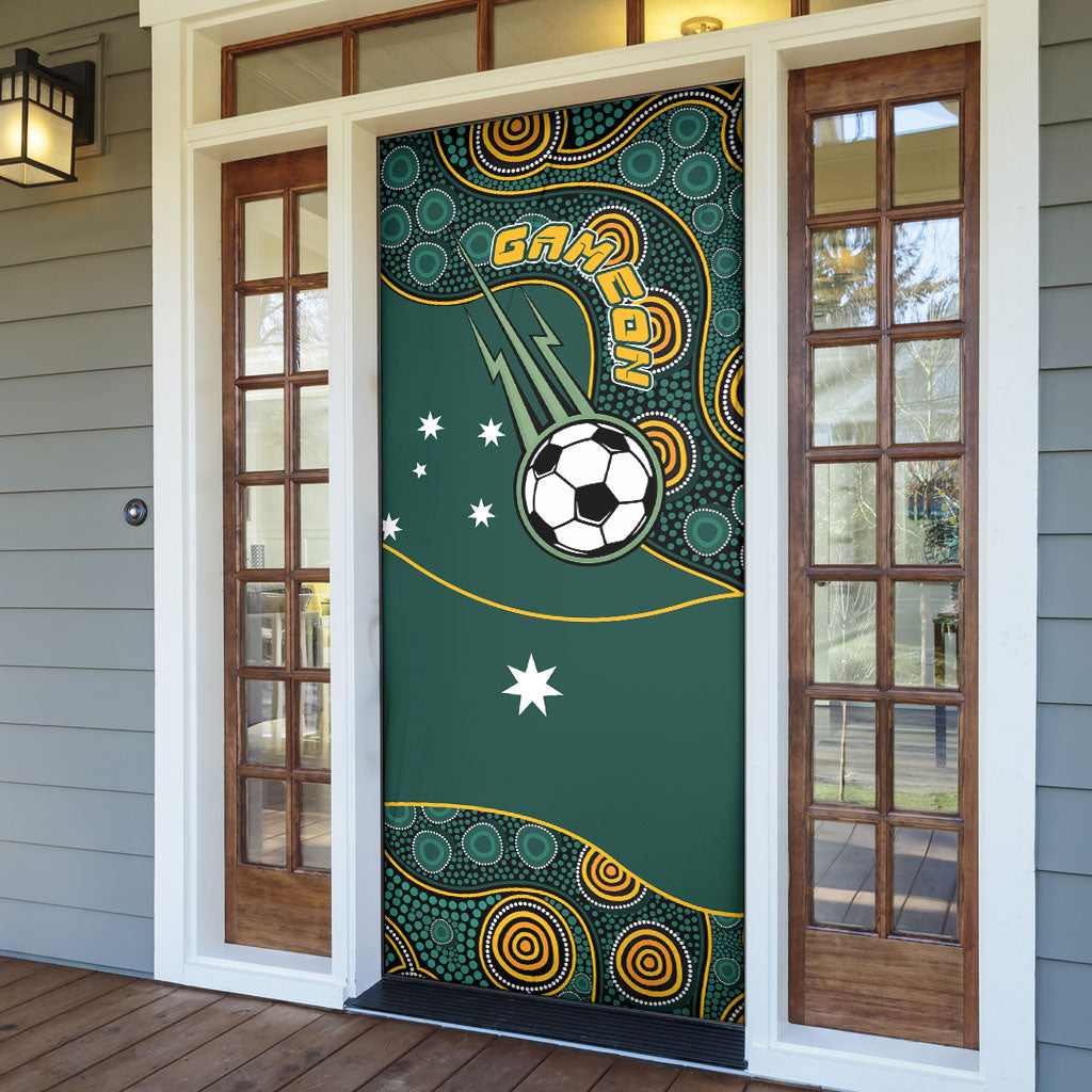 Matildas Game On Door Cover Indigenous Dot Art Soccer Ball With Southern Cross Stars