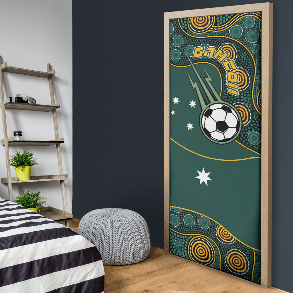Matildas Game On Door Cover Indigenous Dot Art Soccer Ball With Southern Cross Stars