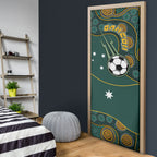 Matildas Game On Door Cover Indigenous Dot Art Soccer Ball With Southern Cross Stars